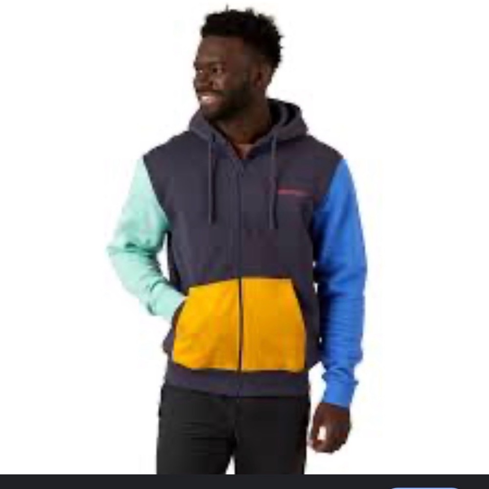 Cotopaxi Multicolor Hoodie Jacket - Black, Blue, Yellow, Green